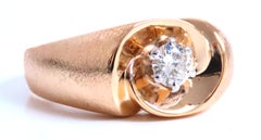 Diamante naturale da 0,45 carati Uomo Anello con volute luminose in oro 14 carati 21441*