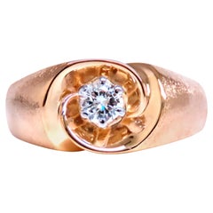 Diamante naturale da 0,45 carati Uomo Anello con volute luminose in oro 14 carati 21441*