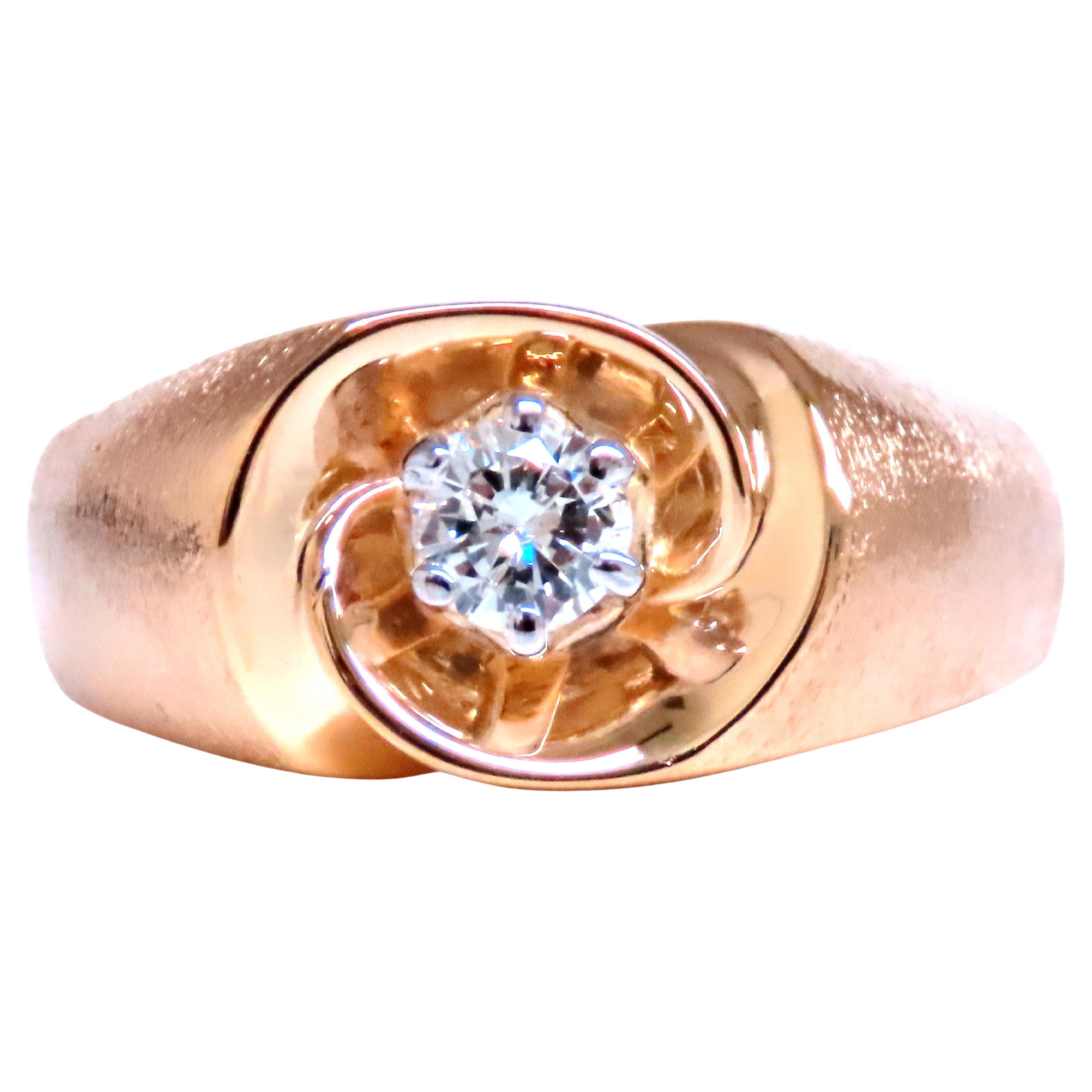 .45ct natural diamond Mens Bright Swirl Ring 14kt Gold 21441