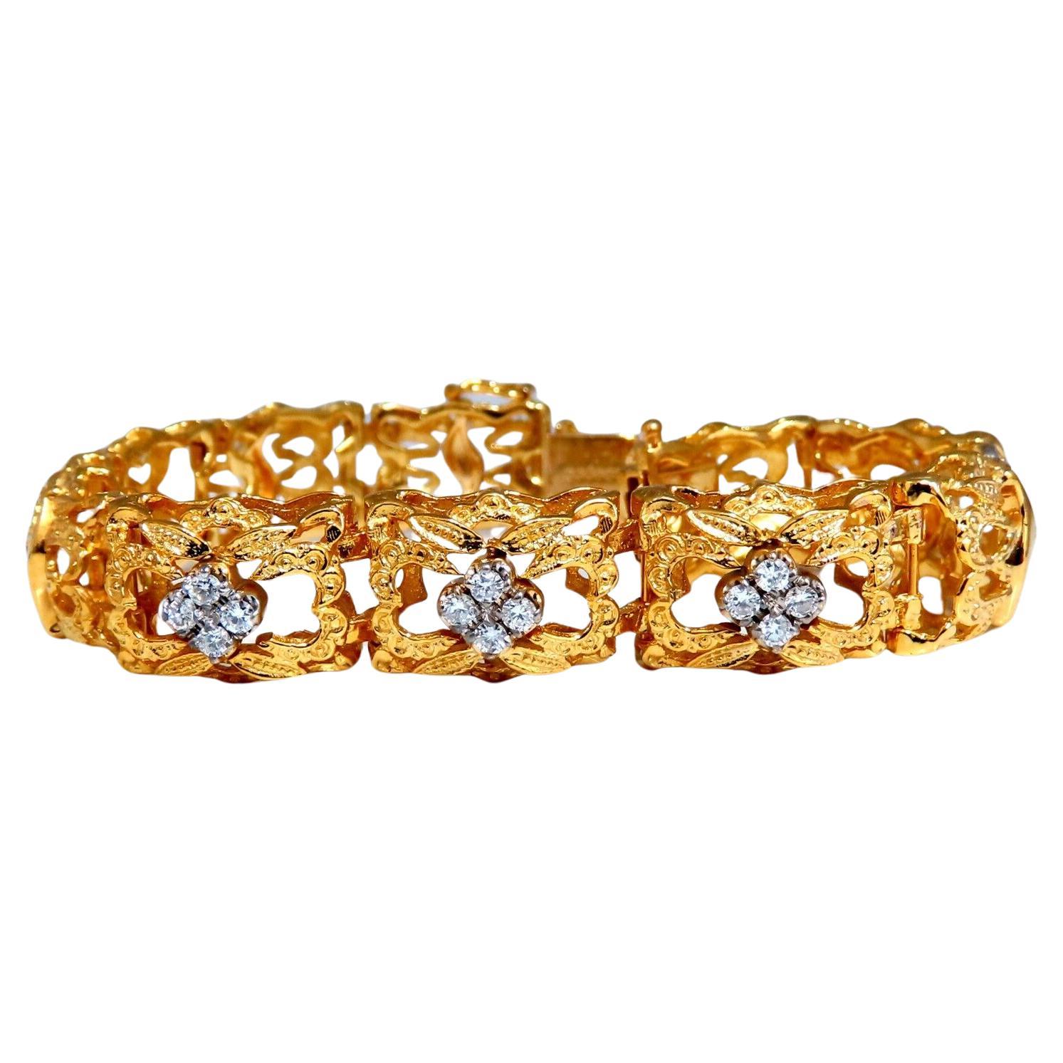 .45ct Natural Diamonds Bracelet 14kt Edwardian Deco Frame For Sale