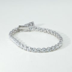 4.5ct Natural Round Diamond Tennis Bracelet in 18K White Gold – Unisex Luxury