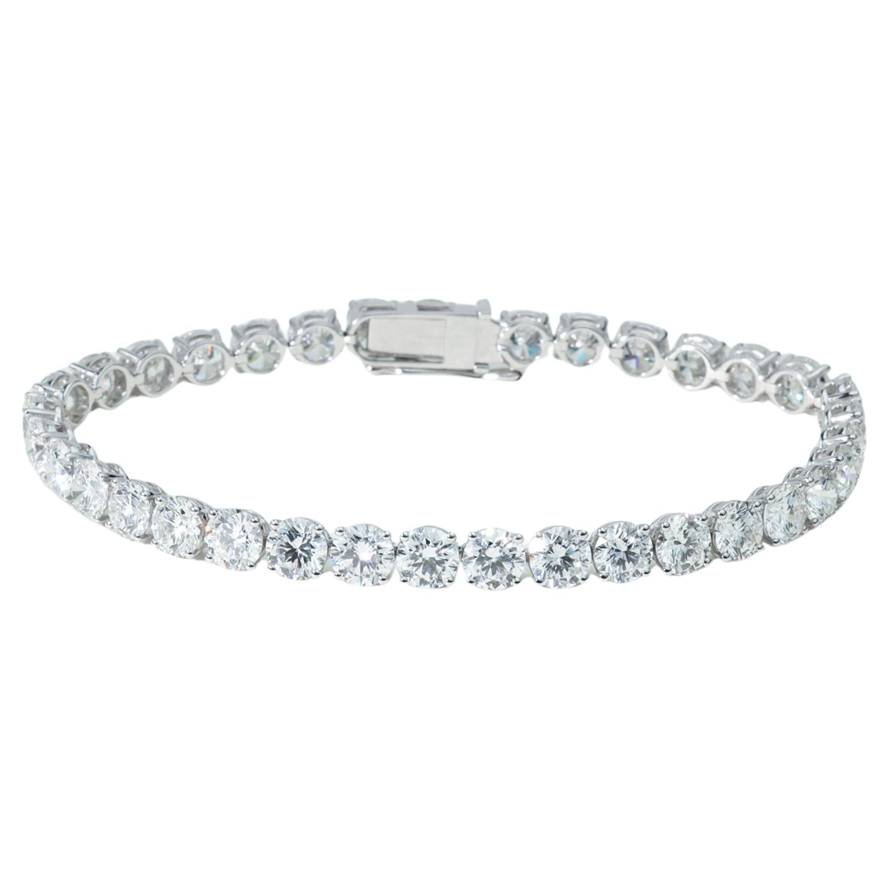 Bracciale tennis con diamanti tondi naturali da 4,5 carati in oro bianco 18 carati - Lusso unisex