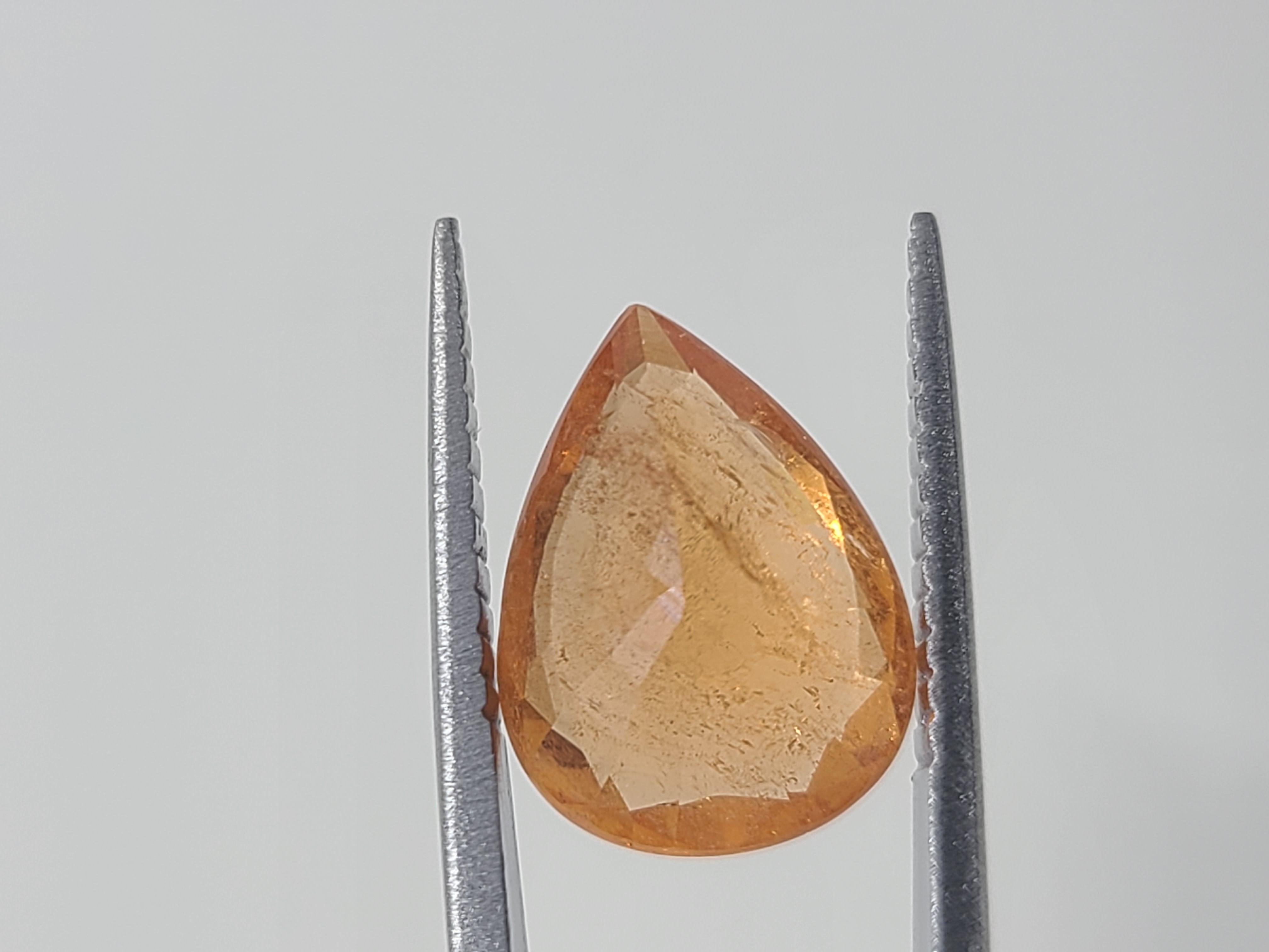 Women's or Men's 4.50 Carat Spessartine Orange Garnet 12x9mm Pear Shaped - Single Loose Stone For Sale