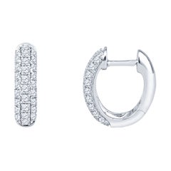.45ctw 18k White Gold Diamond Huggie Hoop Earrings