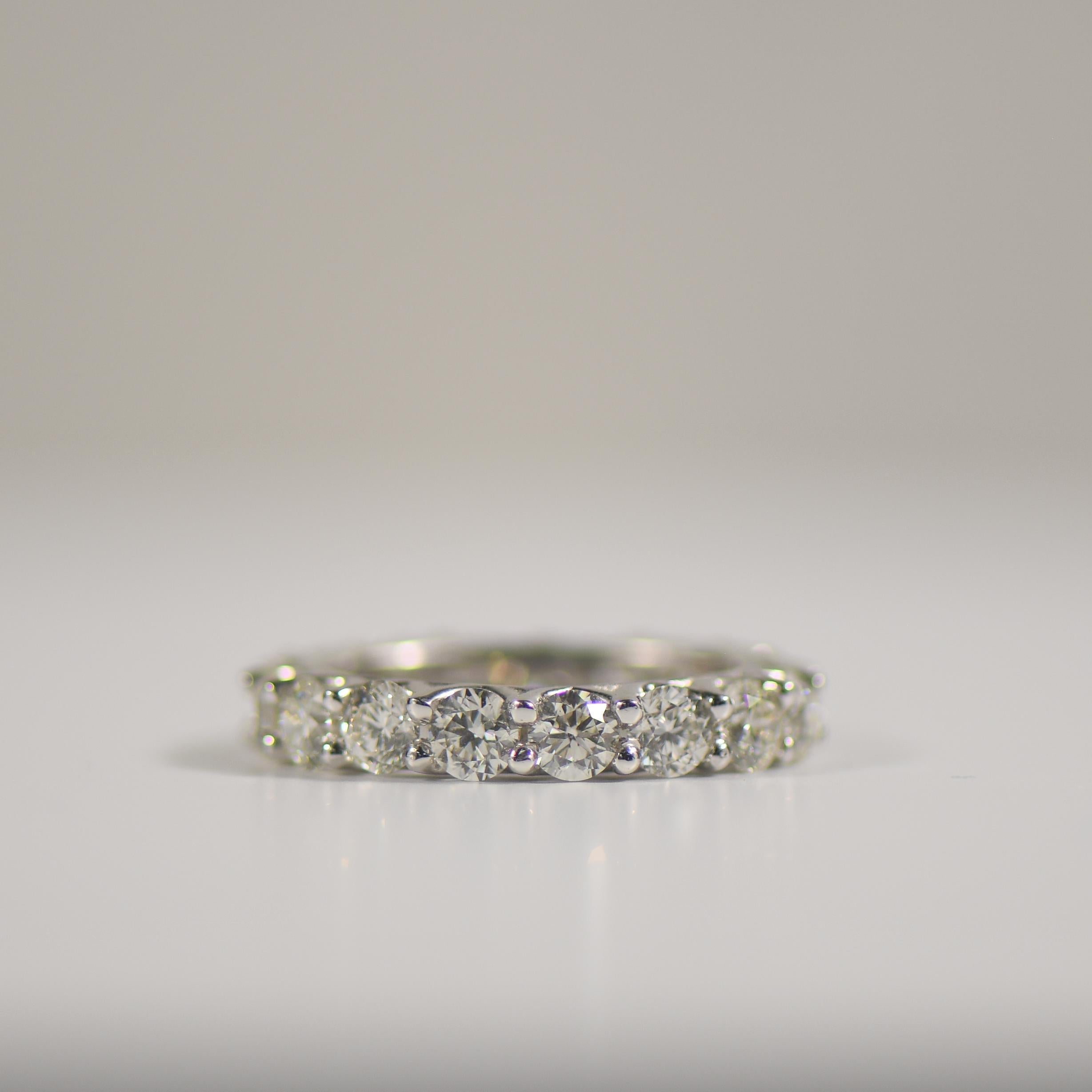 4.5ctw Round Brilliant Cut Diamond Eternity Band in 18K White Gold Size 7 In Good Condition For Sale In Addison, TX