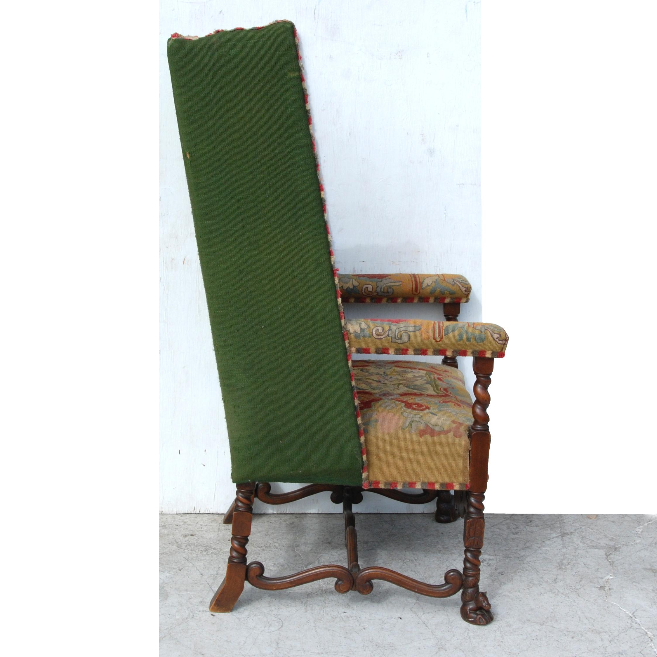 American Traditional Needlepoint Upholstery Wingback Armchair