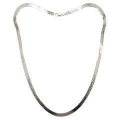 4,5 mm 18K massivem Weißgold italienischen Fischgräten flache Kette Halskette, 18-Zoll