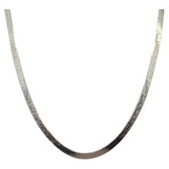 4,5 mm 18K massivem Weißgold italienischen Fischgräten flache Kette Halskette, 18-Zoll