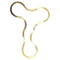 4,5 mm 18K massivem Gelbgold italienischen Fischgräten flache Kette Halskette, 18-Zoll