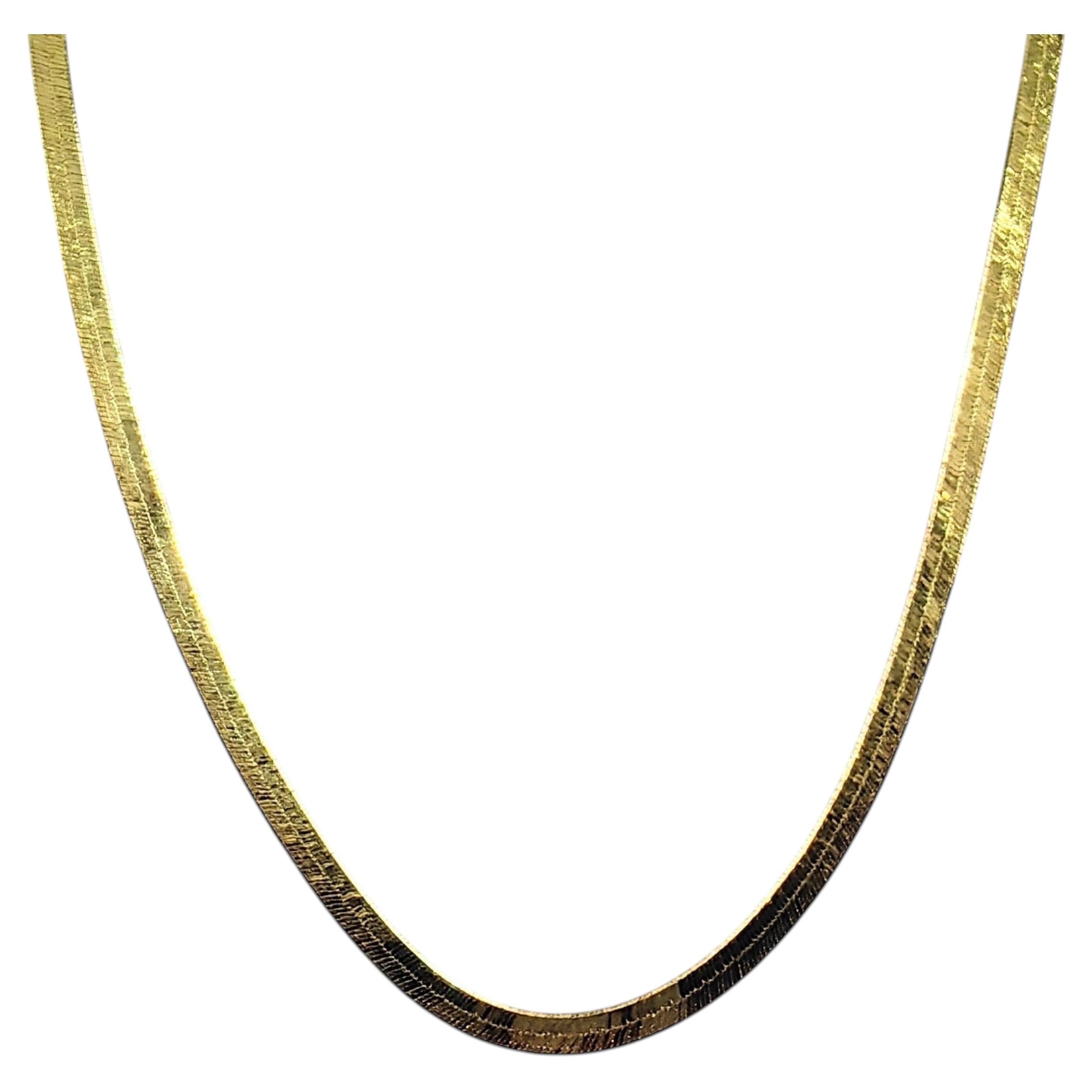 4.5mm 14K Solid Yellow Gold Italian Herringbone Flat Chain Necklace, 18-inches For Sale