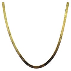 4,5 mm 18K massivem Gelbgold italienischen Fischgräten flache Kette Halskette, 18-Zoll