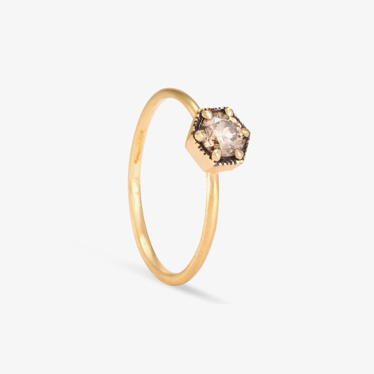 For Sale:  4.5mm Brown Diamond Hexagon Ring 2