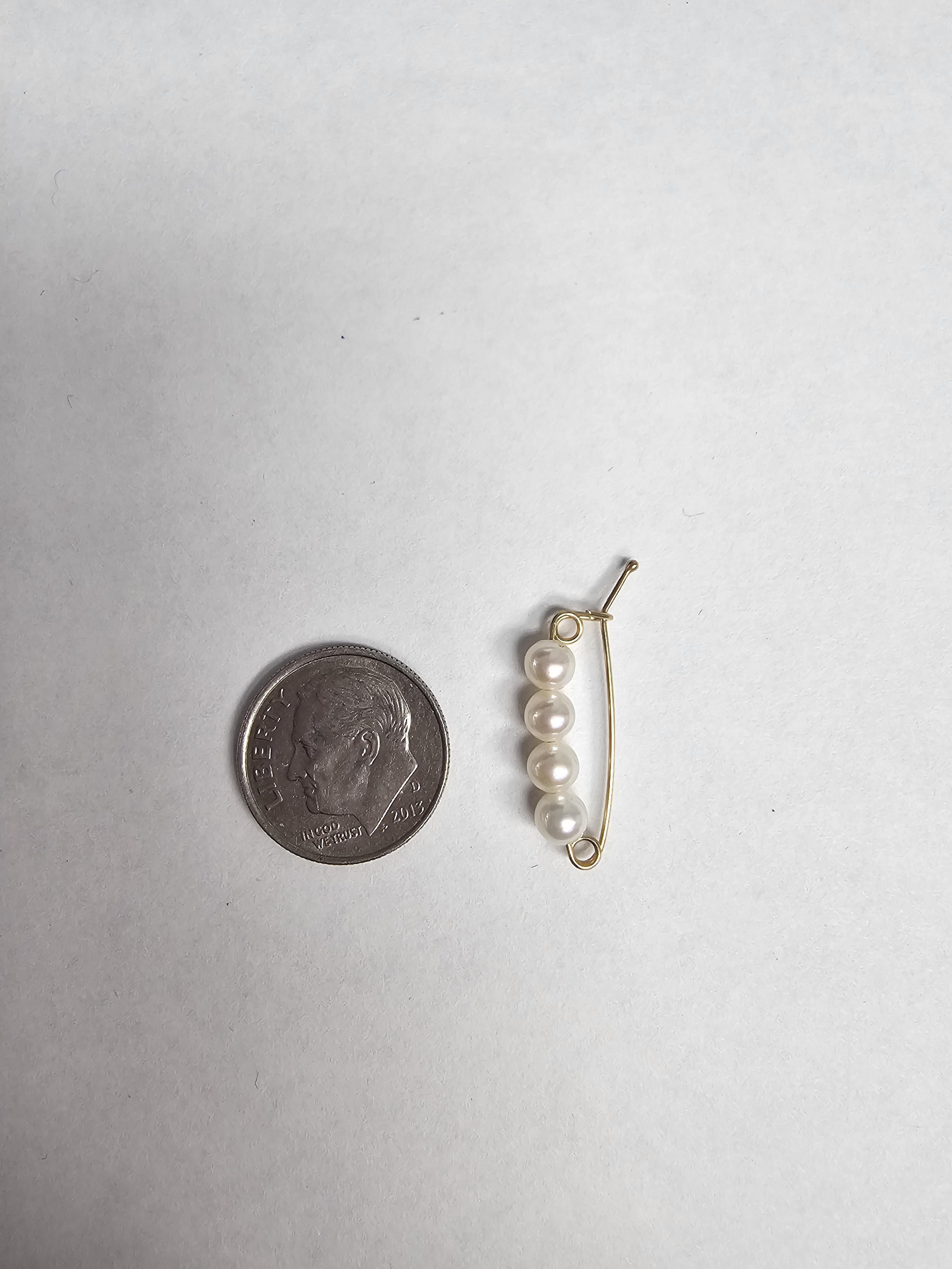 Taille ronde Boucle de raccourcissement en perles de culture de 4,5 mm  Or jaune 14k  Rehausseur de perles en vente