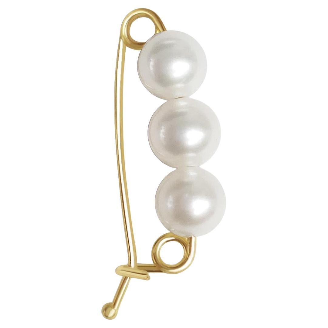 4.5mm Trois perles de culture fermoir raccourci  Or jaune 14k  Rehausseur de perles en vente