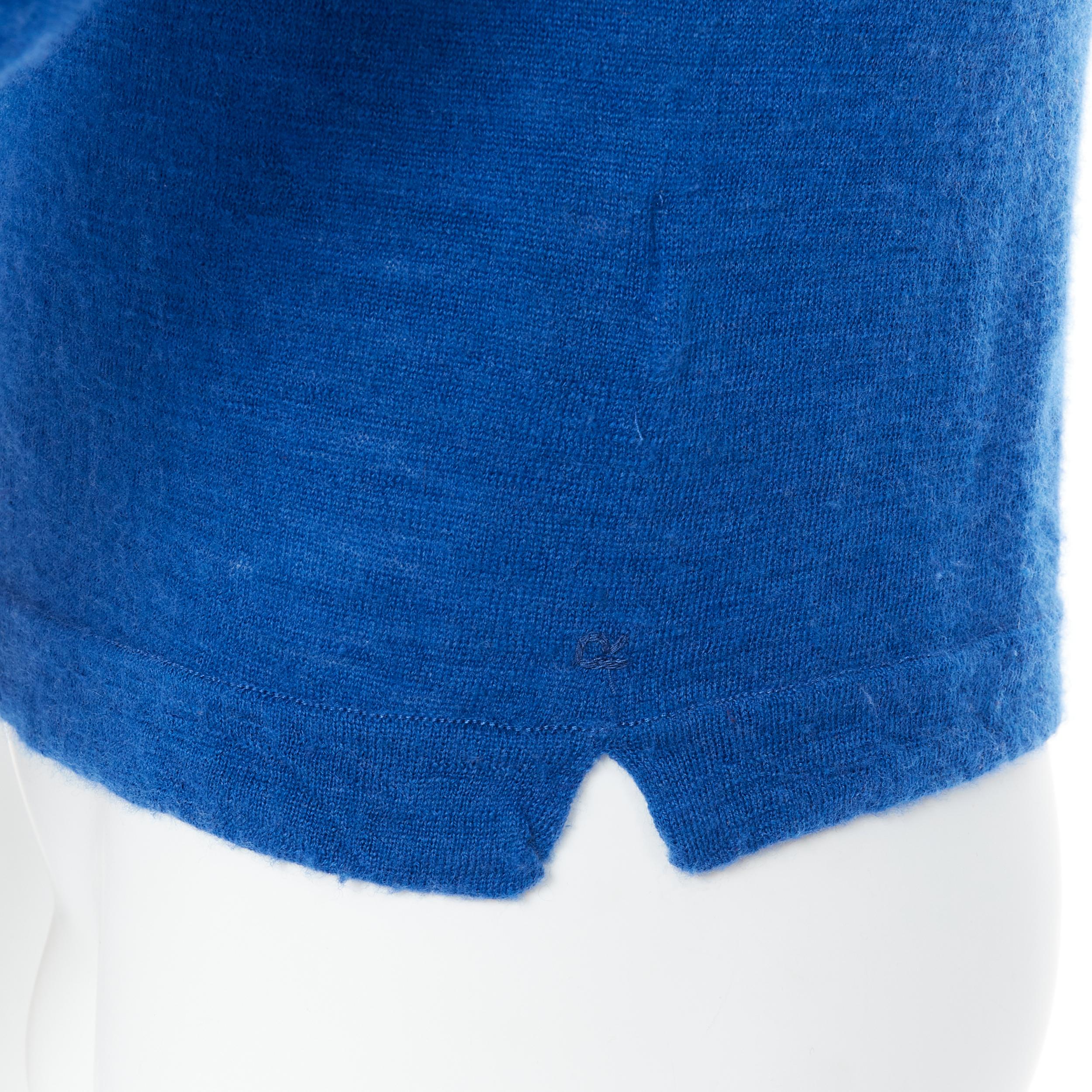 45R 100% wool cobalt blue V-neck long sleeve pullover sweater Sz 3 M For Sale 3