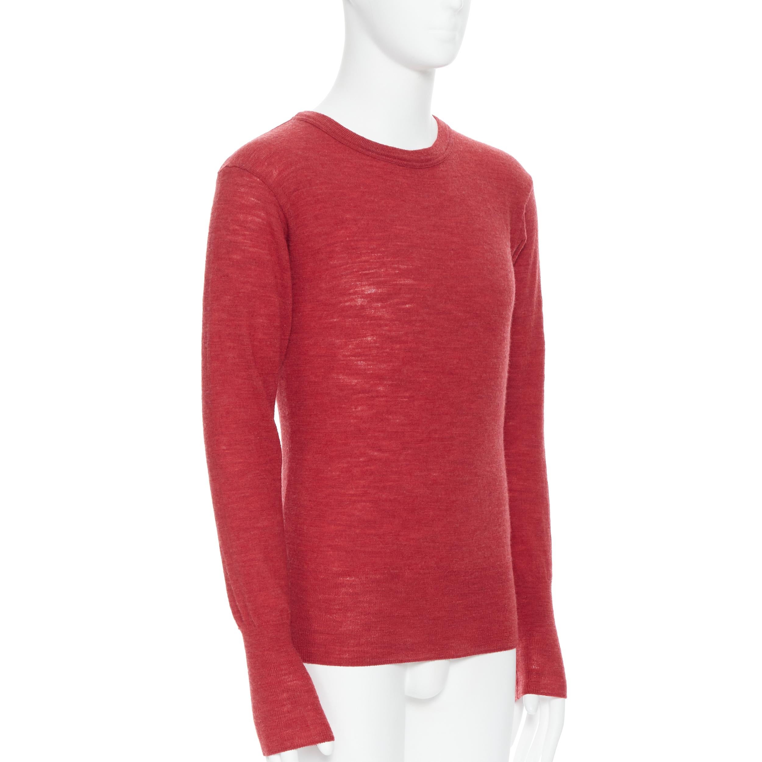 Red 45R 100% wool red crew neck long sleeve pullover sweater Sz 3 M For Sale