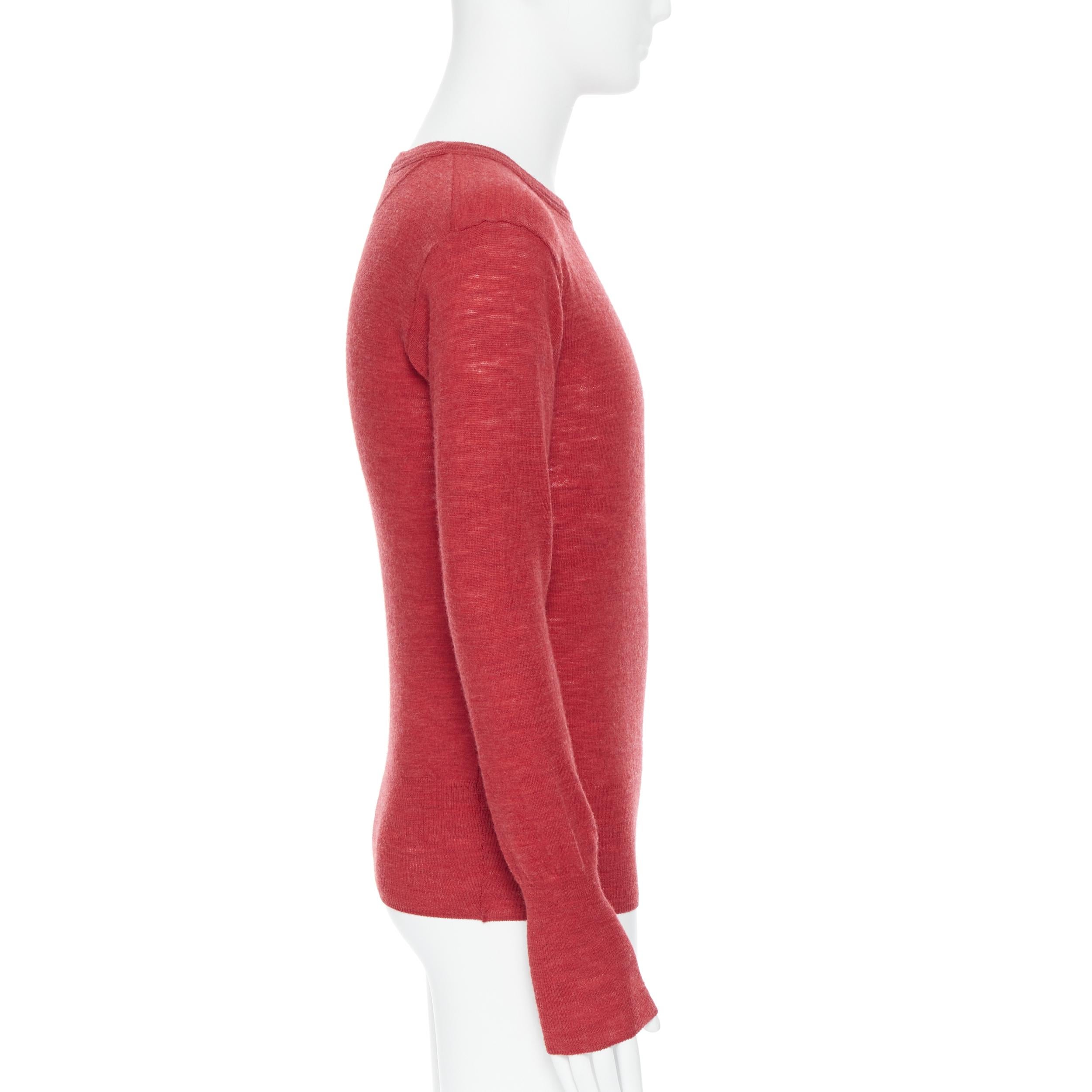 45R 100% wool red crew neck long sleeve pullover sweater Sz 3 M In Excellent Condition For Sale In Hong Kong, NT