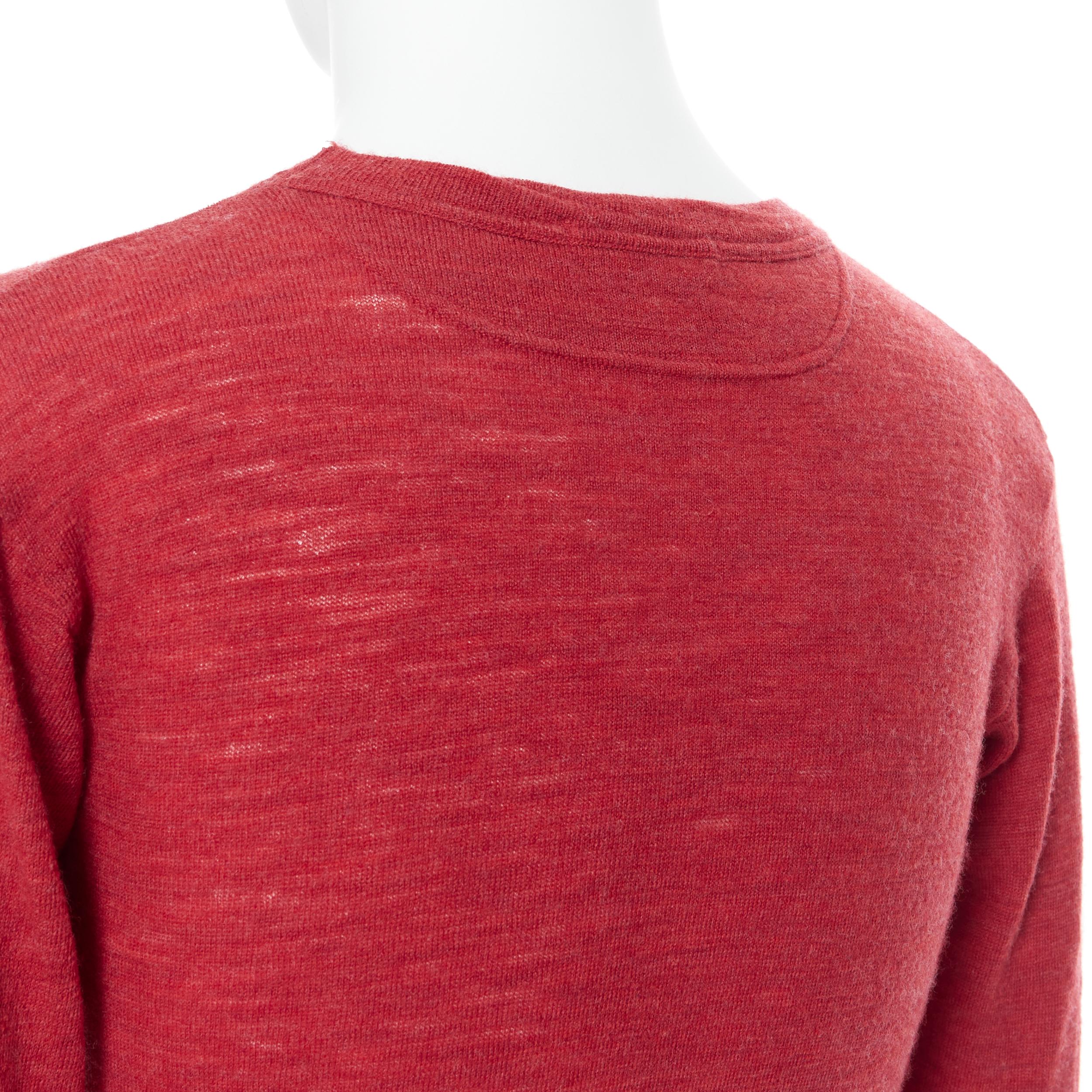 45R 100% wool red crew neck long sleeve pullover sweater Sz 3 M For Sale 2