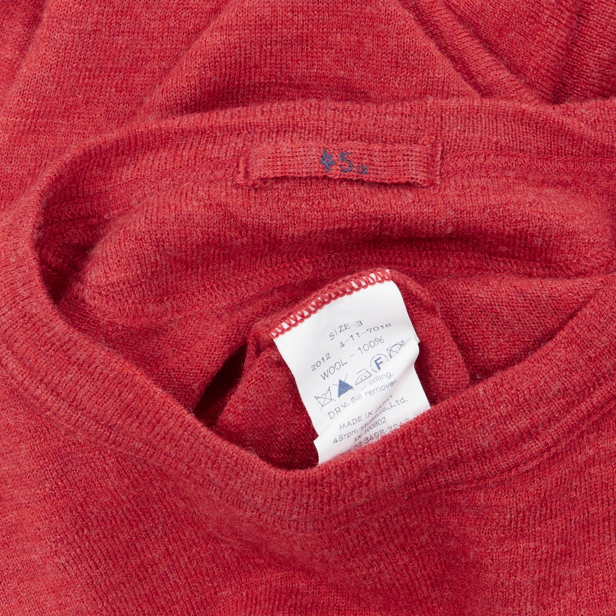 45R 100% wool red crew neck long sleeve pullover sweater Sz 3 M For Sale 3