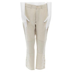 45R 45RPM Bakkurii beige linen button hem cropped capri casual pant JP1