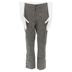 45R 45RPM Bakkurii striped denim wood button hem cropped capri jean pant JP0