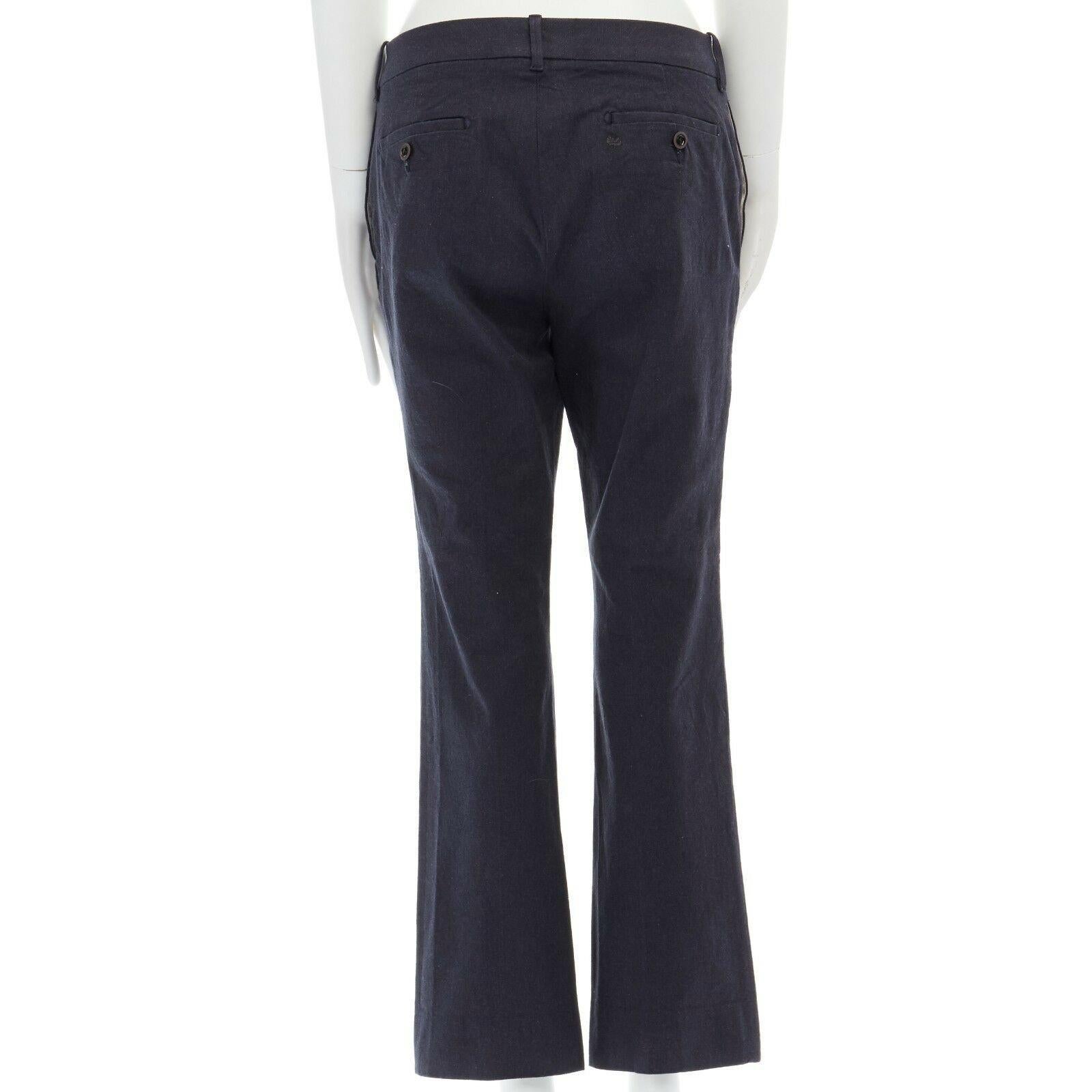 45R 45RPM dark grey stiff cotton blend slim fit pants JP2 
Reference: SANG/A00026 
Brand: 45R 
Material: Cotton 
Color: Grey 
Pattern: Solid 
Extra Detail: Stiff cotton. Dark grey. Belt loop detail. Concealed hook bar fly closure. Dual side pockets.