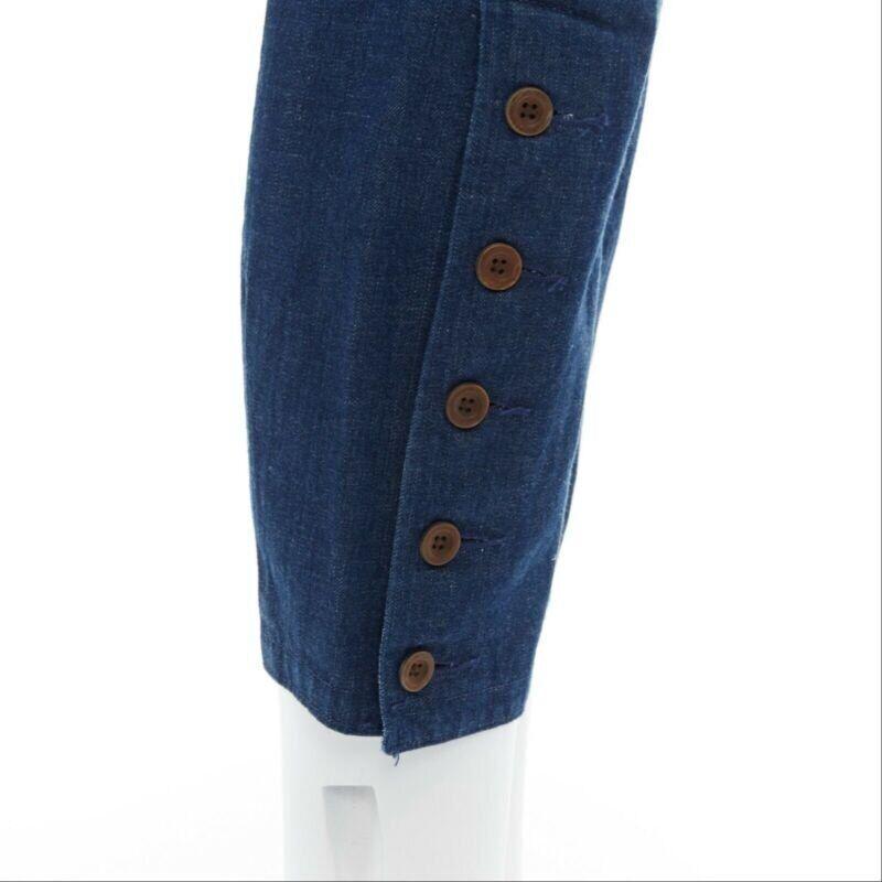 45R 45RPM natural dyed blue denim wood button cuff cropped capri jeans pants JP1 5