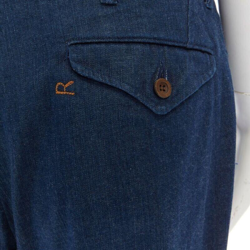 45R 45RPM natural dyed blue denim wood button cuff cropped capri jeans pants JP1 4