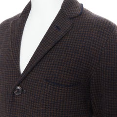 45R green navy herringbone knit 3-pocket unstructured casual blazer jacket S