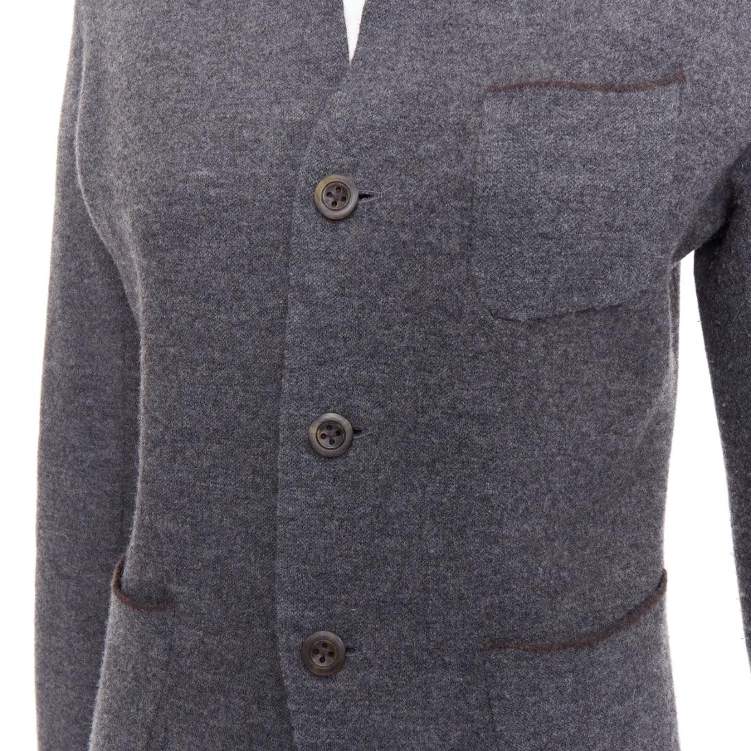 45R grey brown double faced wool pocketed cropped blazer US2 S For Sale 3
