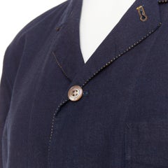 45R JAPAN indigo cotton 3-pocket yellow topstitched shirt jacket blazer JP4 XL