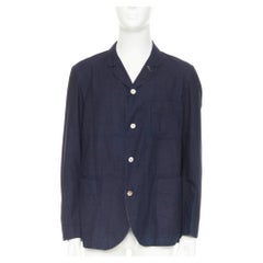 45R JAPAN indigo cotton 3-pocket yellow topstitched shirt jacket blazer JP4 XL