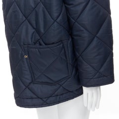 45RPM navy blue polyester padded diamond quilted nylon coat XL