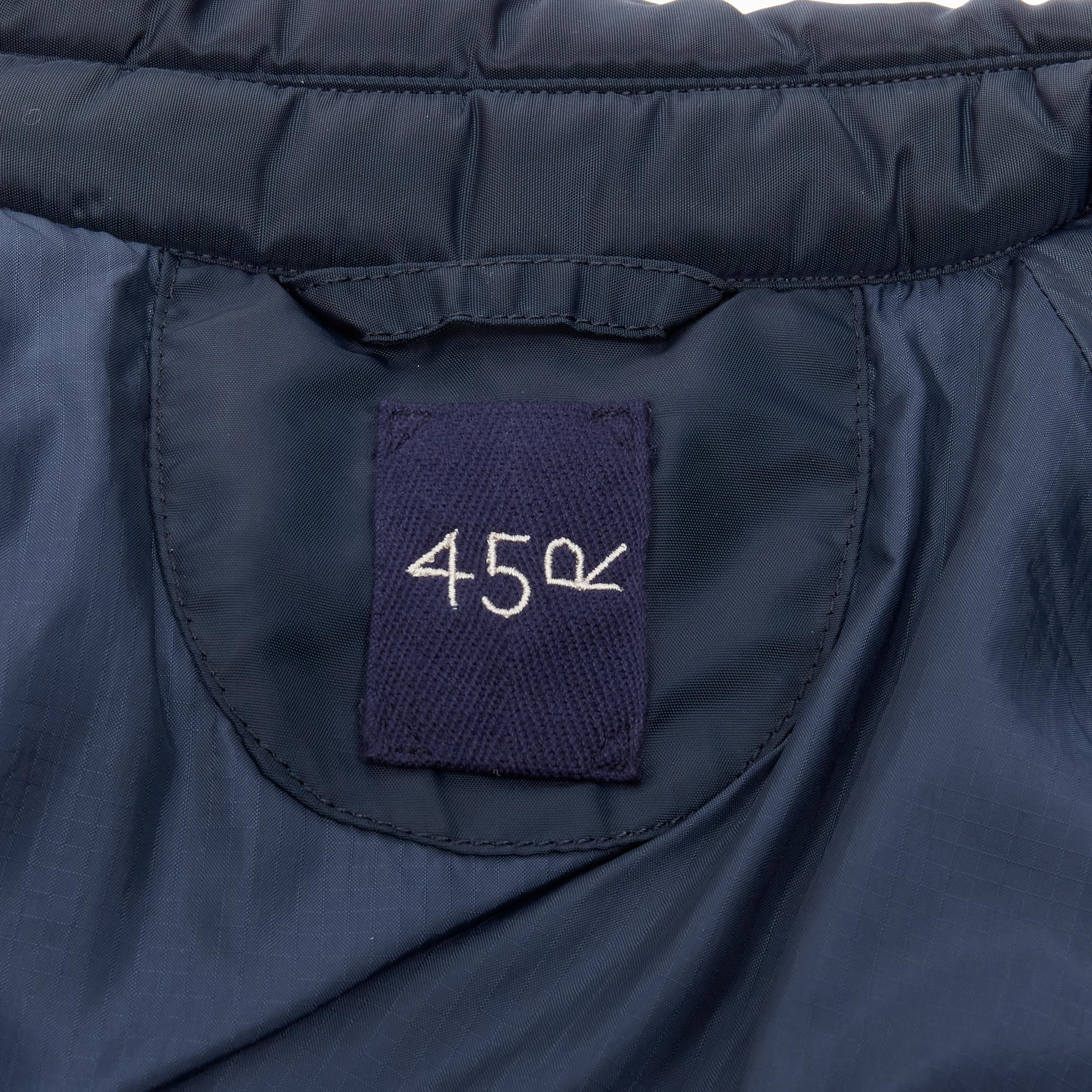 45RPM navy blue polyester padded diamond quilted nylon coat XL For Sale 3