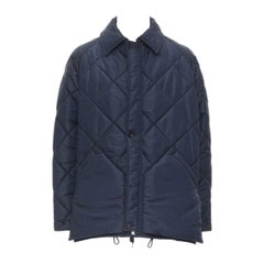 45RPM navy blue polyester padded diamond quilted nylon coat XL