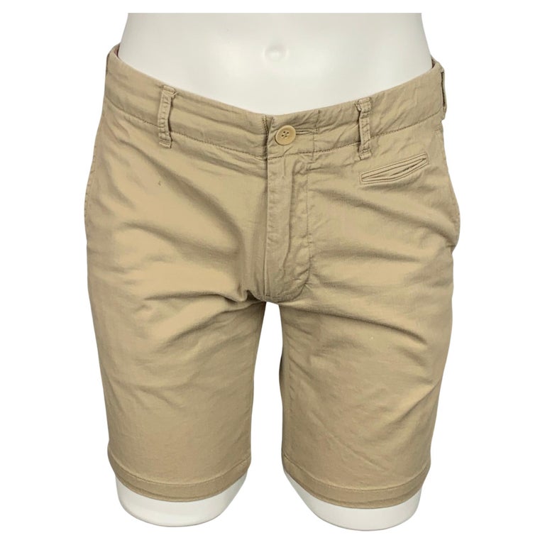 45rpm Size 30 Khaki Cotton Narrow Leg Shorts For Sale at 1stDibs