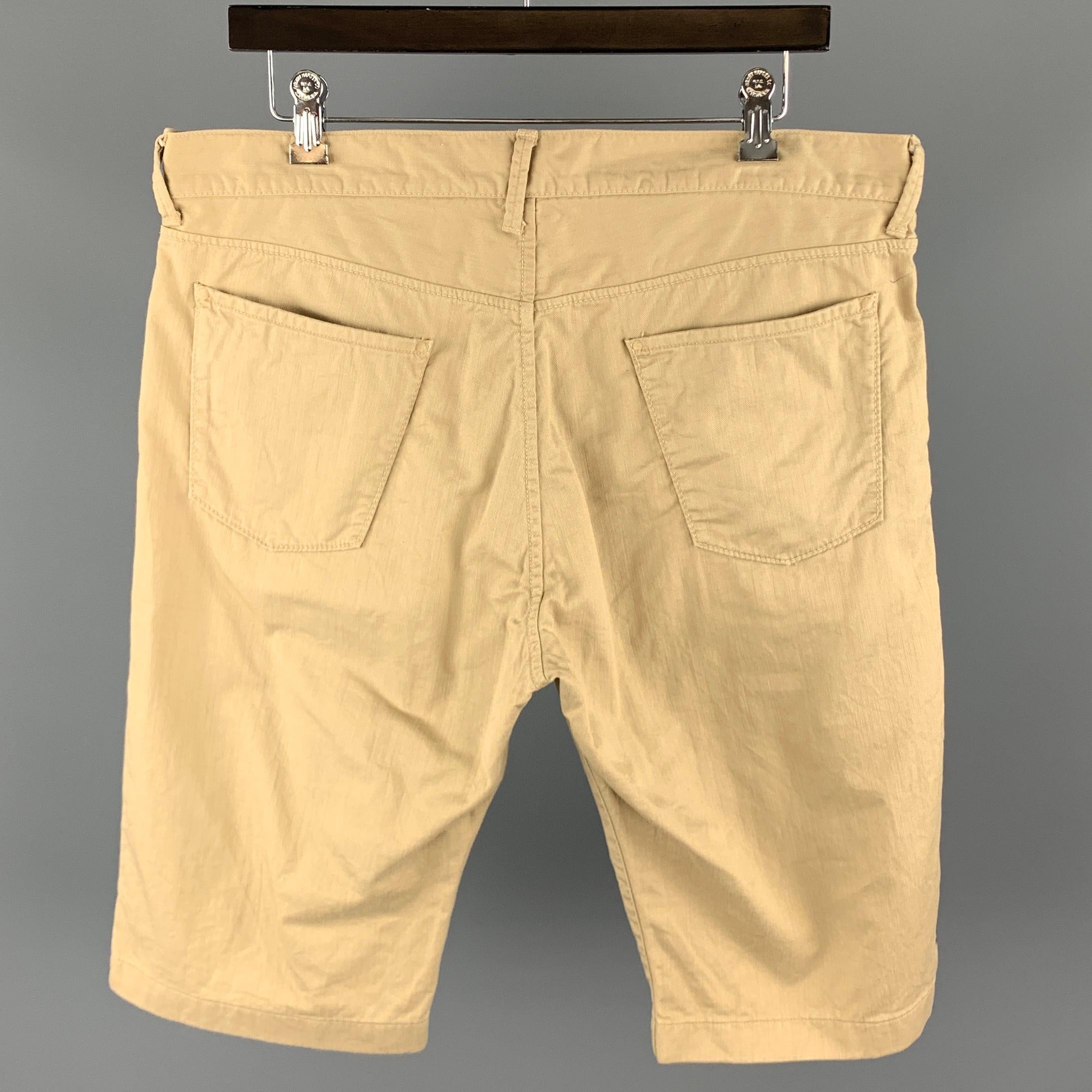 Men's 45rpm Size 34 Khaki Cotton Zip Fly Solid Shorts