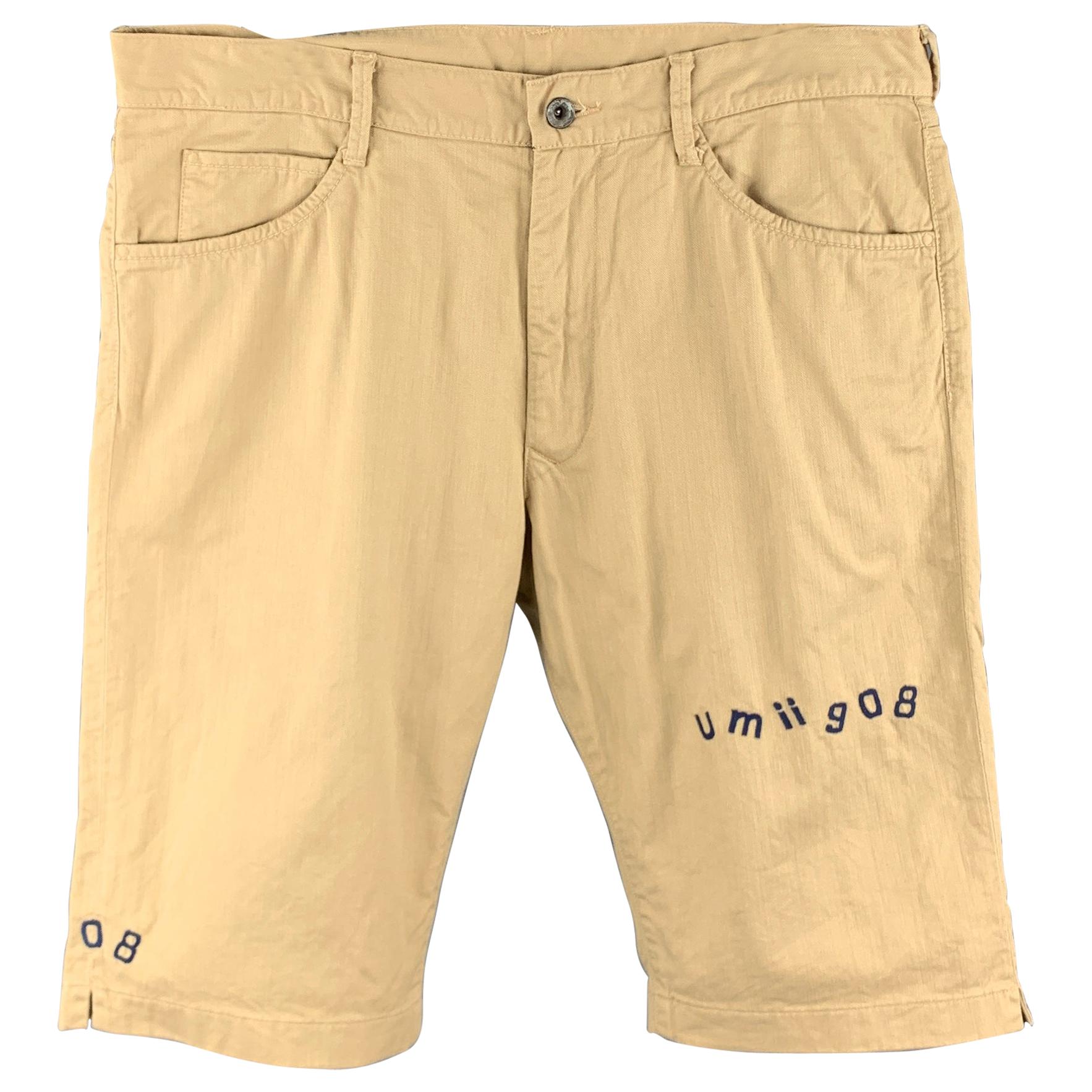45rpm Size 34 Khaki Cotton Zip Fly Solid Shorts