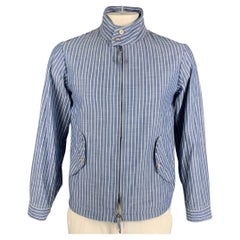 45rpm Size L Blue 
White Stripe Cotton Zip Up Jacket