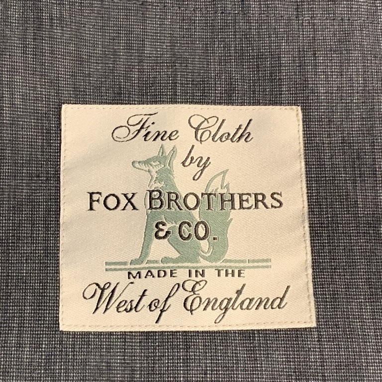 45rpm Size L Navy Plaid FOX BROTHERS Wool Leather Pocket Vest at 1stDibs
