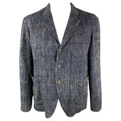 45rpm Size L Navy Woven Cotton / Linen Notch Lapel Sport Coat