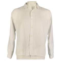 45rpm Size L White Linen Button Up Long Sleeve Shirt