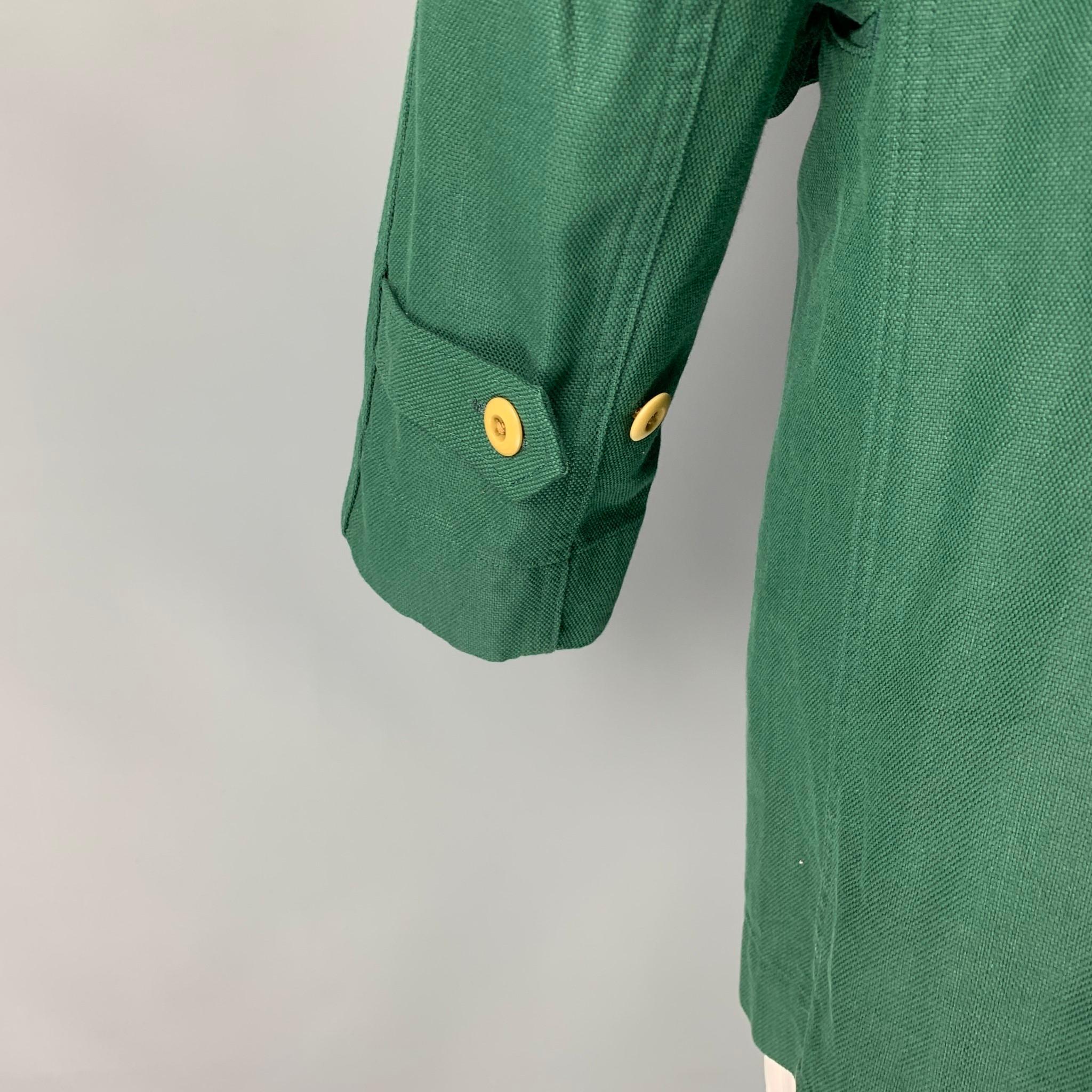 Men's 45rpm Size M Green Cotton Hidden Placket Coat