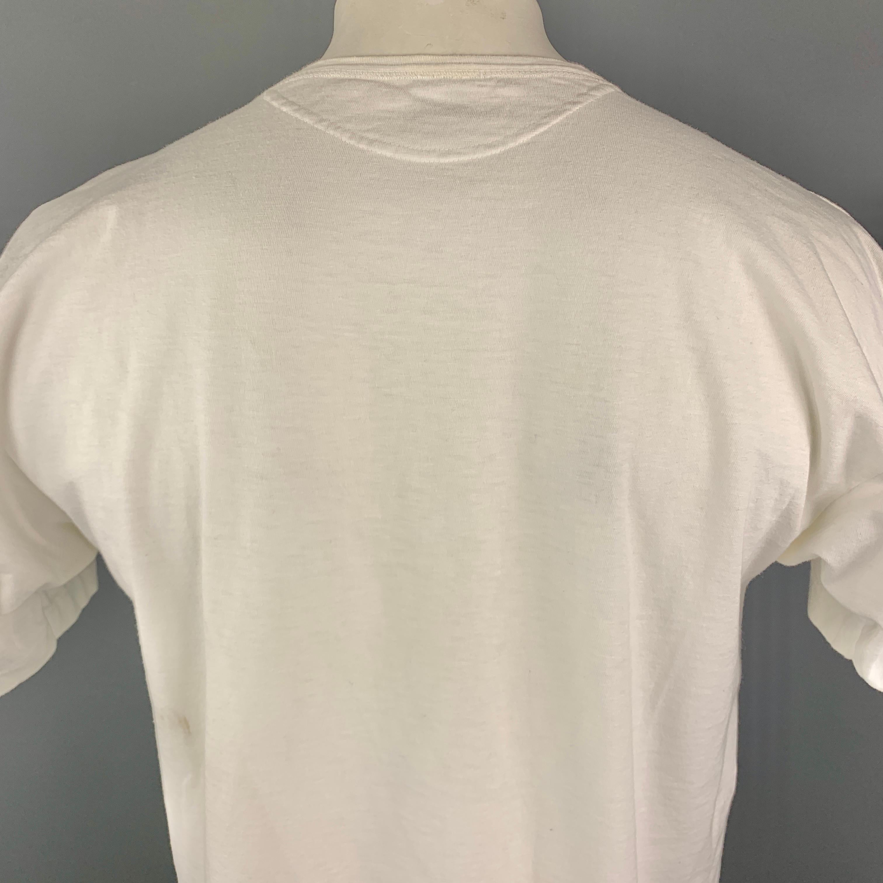 Men's 45rpm Size M White Anchor Crest Vintage Effect Cotton Crew-Neck T-shirt