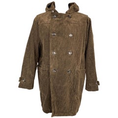 45rpm Size XL Brown Corduroy Double Breasted Hooded Coat