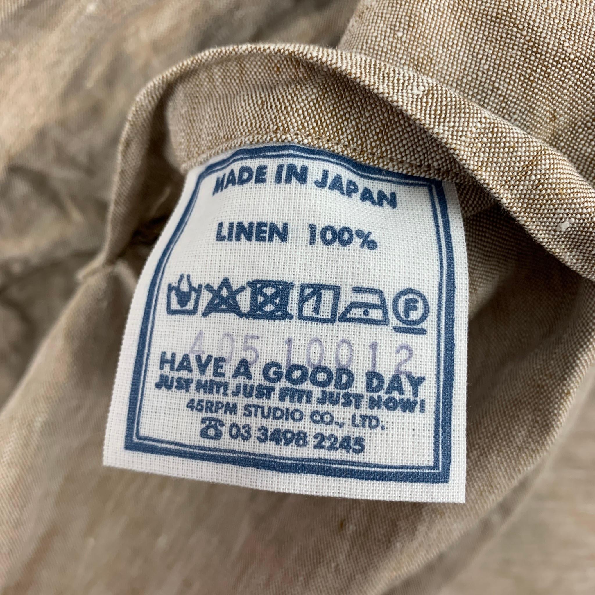 Beige 45rpm Size XL Khaki Linen Notch Lapel Sport Coat