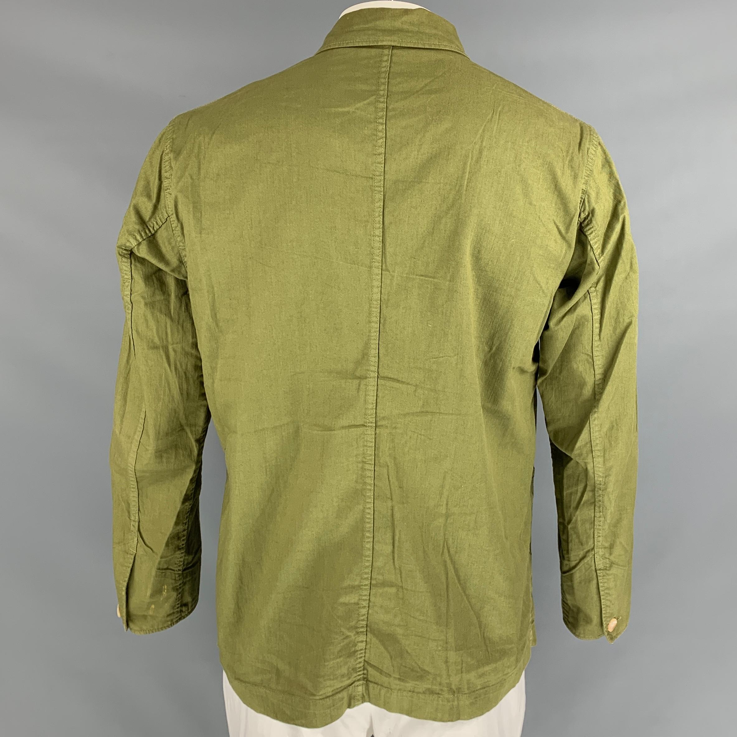 45rpm Size XL Olive Cotton Patch Pockets Marine Jacket In Good Condition In San Francisco, CA
