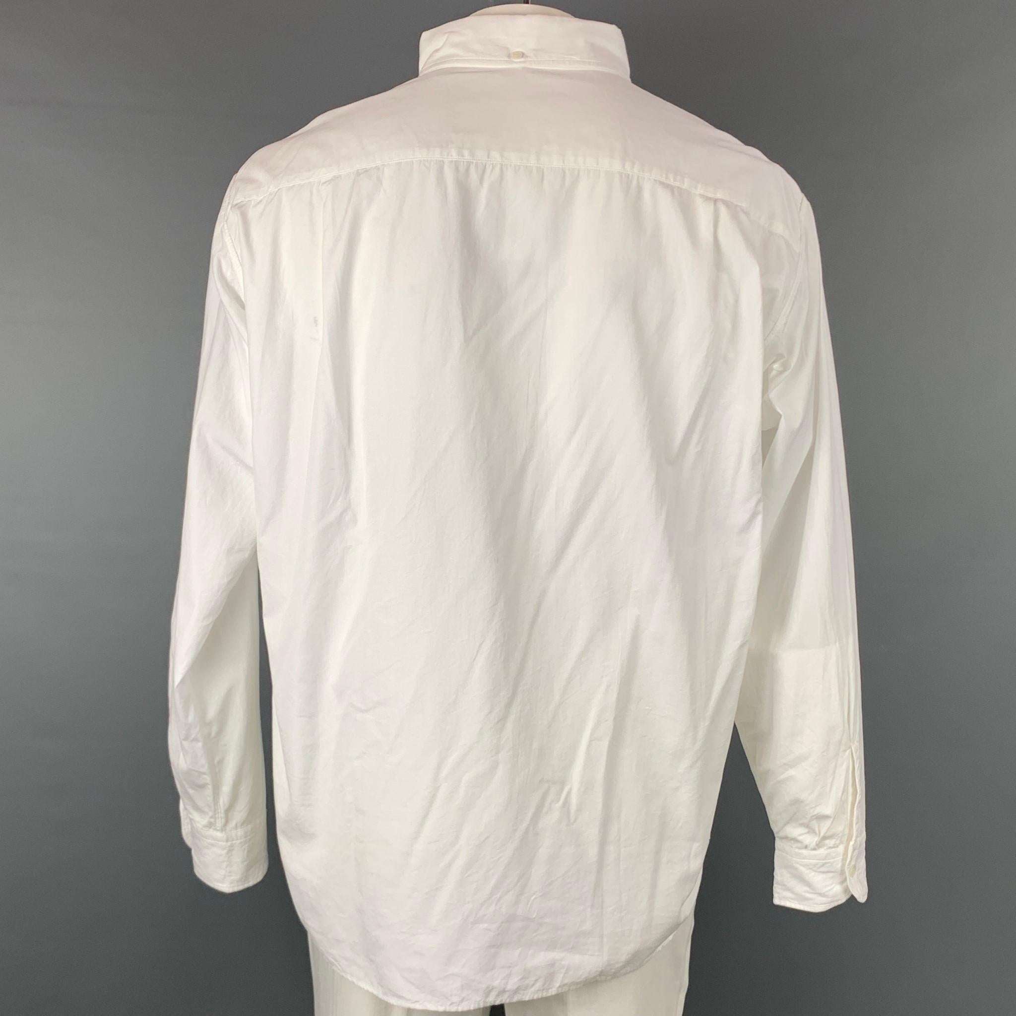 45rpm Size XL White Cotton Button Down Long Sleeve Shirt In New Condition In San Francisco, CA