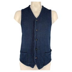 45rpm Size XXL Indigo Cotton Buttoned Vest