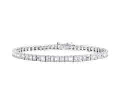 IGI Certified 4.50tcw Natural Baguette Diamond Tennis Bracelet in 18K White Gold